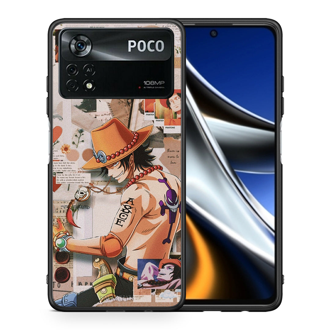 Θήκη Xiaomi Poco X4 Pro 5G Anime Collage από τη Smartfits με σχέδιο στο πίσω μέρος και μαύρο περίβλημα | Xiaomi Poco X4 Pro 5G Anime Collage case with colorful back and black bezels