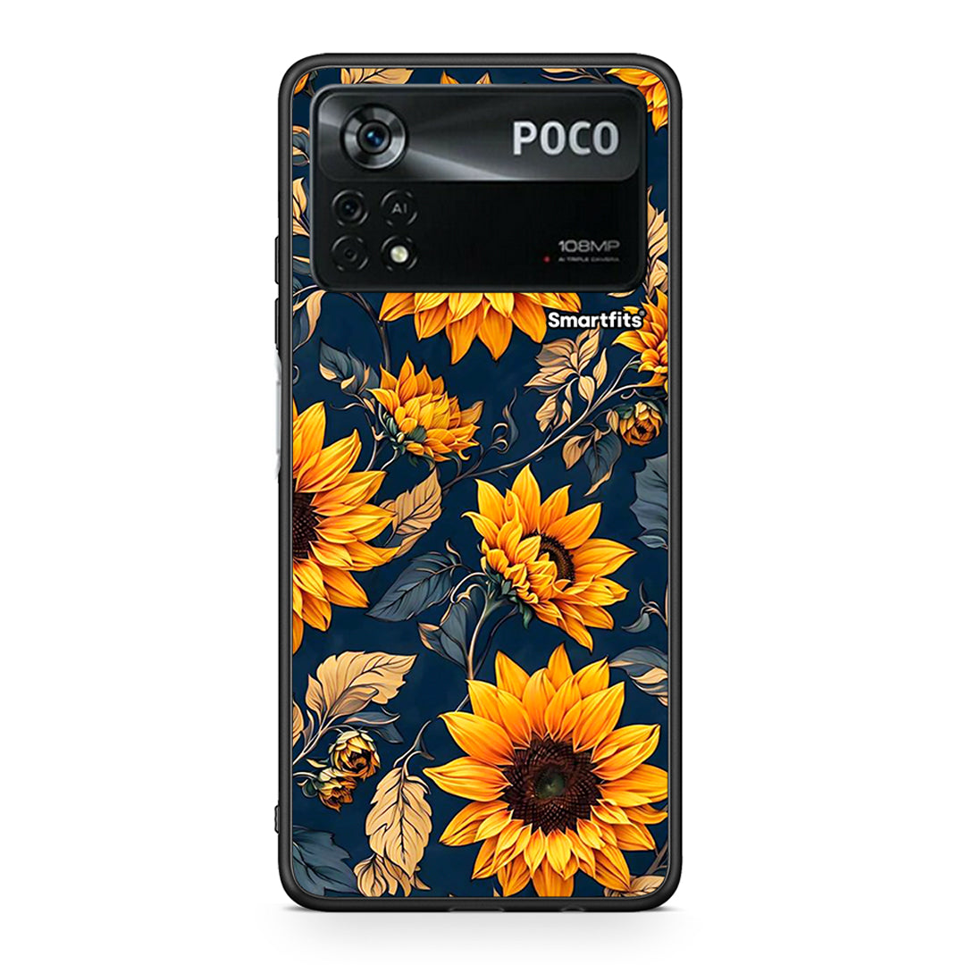Xiaomi Poco X4 Pro 5G Autumn Sunflowers Θήκη από τη Smartfits με σχέδιο στο πίσω μέρος και μαύρο περίβλημα | Smartphone case with colorful back and black bezels by Smartfits