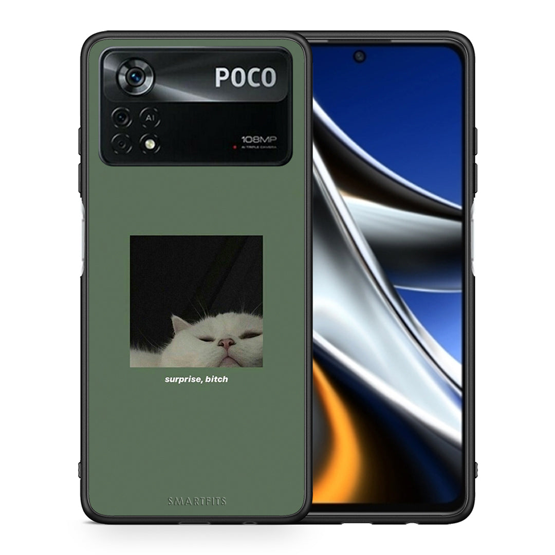 Θήκη Xiaomi Poco X4 Pro 5G Bitch Surprise από τη Smartfits με σχέδιο στο πίσω μέρος και μαύρο περίβλημα | Xiaomi Poco X4 Pro 5G Bitch Surprise case with colorful back and black bezels