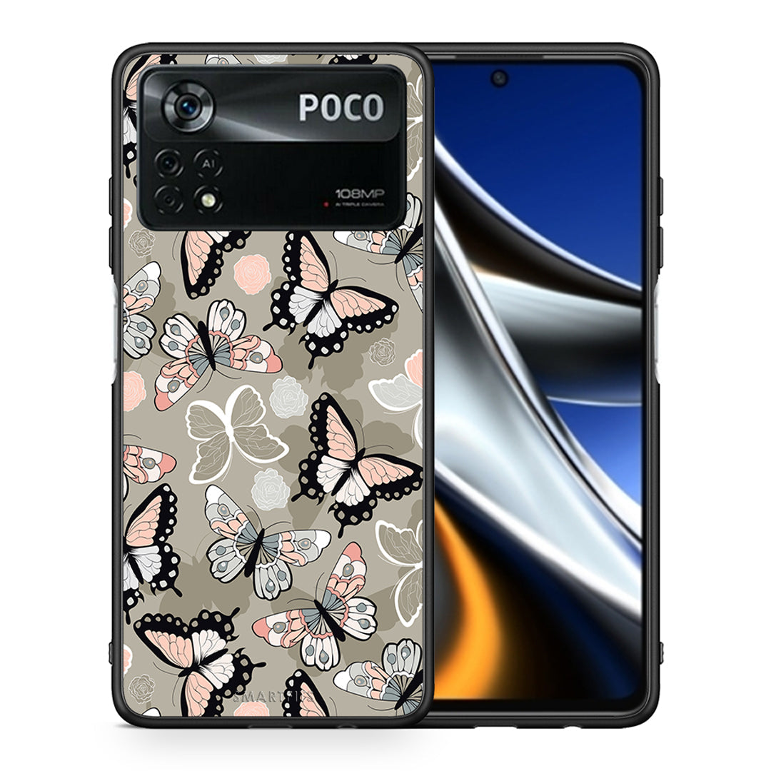 Θήκη Xiaomi Poco X4 Pro 5G Butterflies Boho από τη Smartfits με σχέδιο στο πίσω μέρος και μαύρο περίβλημα | Xiaomi Poco X4 Pro 5G Butterflies Boho case with colorful back and black bezels