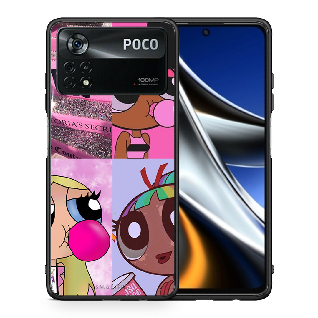 Θήκη Αγίου Βαλεντίνου Xiaomi Poco X4 Pro 5G Bubble Girls από τη Smartfits με σχέδιο στο πίσω μέρος και μαύρο περίβλημα | Xiaomi Poco X4 Pro 5G Bubble Girls case with colorful back and black bezels