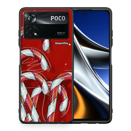 Θήκη Xiaomi Poco X4 Pro 5G Candy Cane από τη Smartfits με σχέδιο στο πίσω μέρος και μαύρο περίβλημα | Xiaomi Poco X4 Pro 5G Candy Cane case with colorful back and black bezels