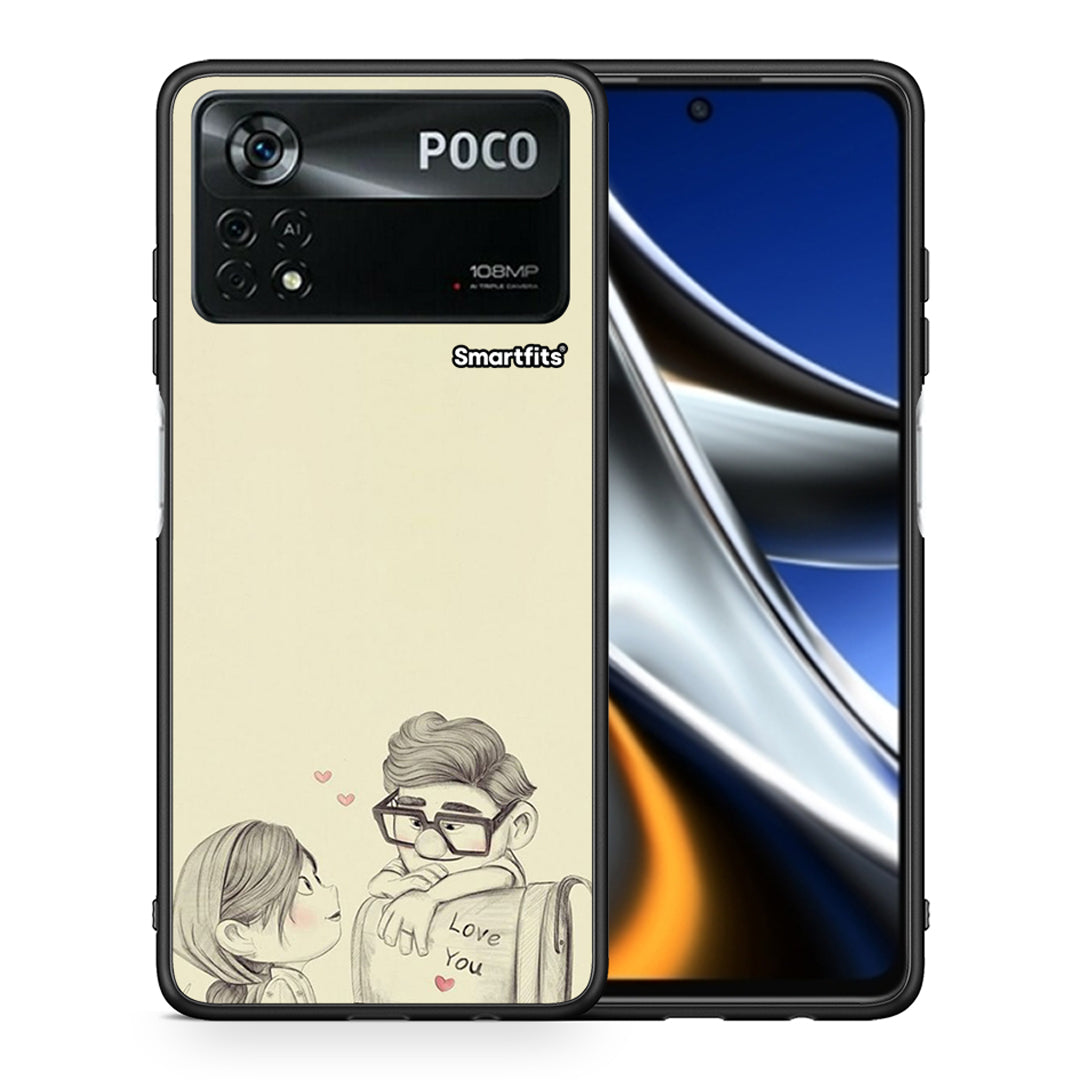 Θήκη Xiaomi Poco X4 Pro 5G Carl And Ellie από τη Smartfits με σχέδιο στο πίσω μέρος και μαύρο περίβλημα | Xiaomi Poco X4 Pro 5G Carl And Ellie case with colorful back and black bezels