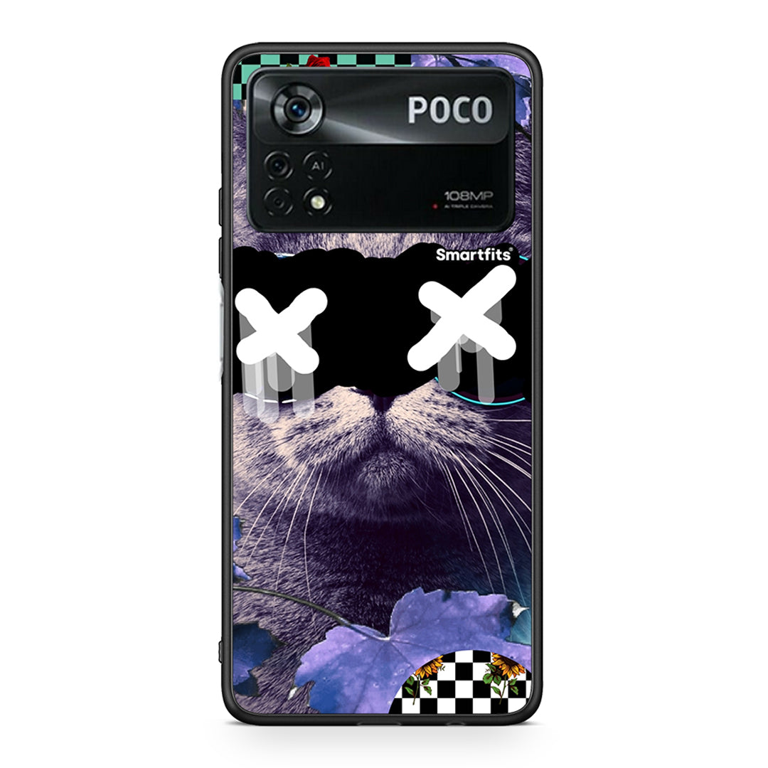 Xiaomi Poco X4 Pro 5G Cat Collage θήκη από τη Smartfits με σχέδιο στο πίσω μέρος και μαύρο περίβλημα | Smartphone case with colorful back and black bezels by Smartfits
