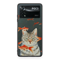 Thumbnail for Xiaomi Poco X4 Pro 5G Cat Goldfish θήκη από τη Smartfits με σχέδιο στο πίσω μέρος και μαύρο περίβλημα | Smartphone case with colorful back and black bezels by Smartfits