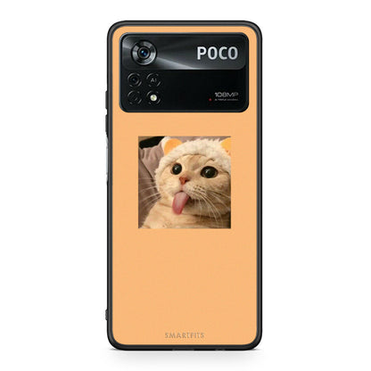 Xiaomi Poco X4 Pro 5G Cat Tongue θήκη από τη Smartfits με σχέδιο στο πίσω μέρος και μαύρο περίβλημα | Smartphone case with colorful back and black bezels by Smartfits