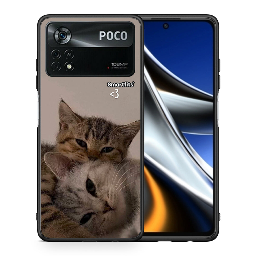 Θήκη Xiaomi Poco X4 Pro 5G Cats In Love από τη Smartfits με σχέδιο στο πίσω μέρος και μαύρο περίβλημα | Xiaomi Poco X4 Pro 5G Cats In Love case with colorful back and black bezels