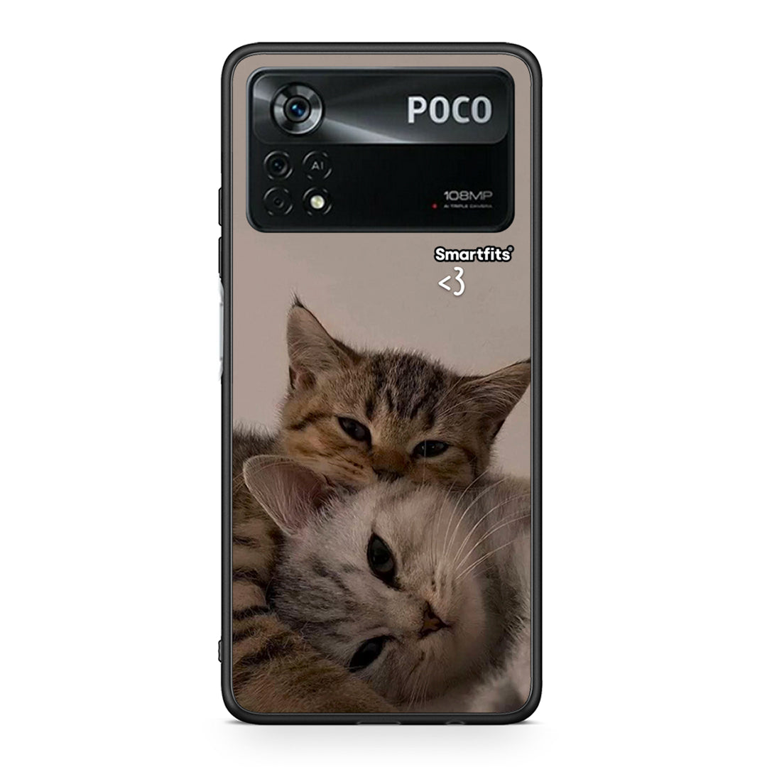 Xiaomi Poco X4 Pro 5G Cats In Love Θήκη από τη Smartfits με σχέδιο στο πίσω μέρος και μαύρο περίβλημα | Smartphone case with colorful back and black bezels by Smartfits