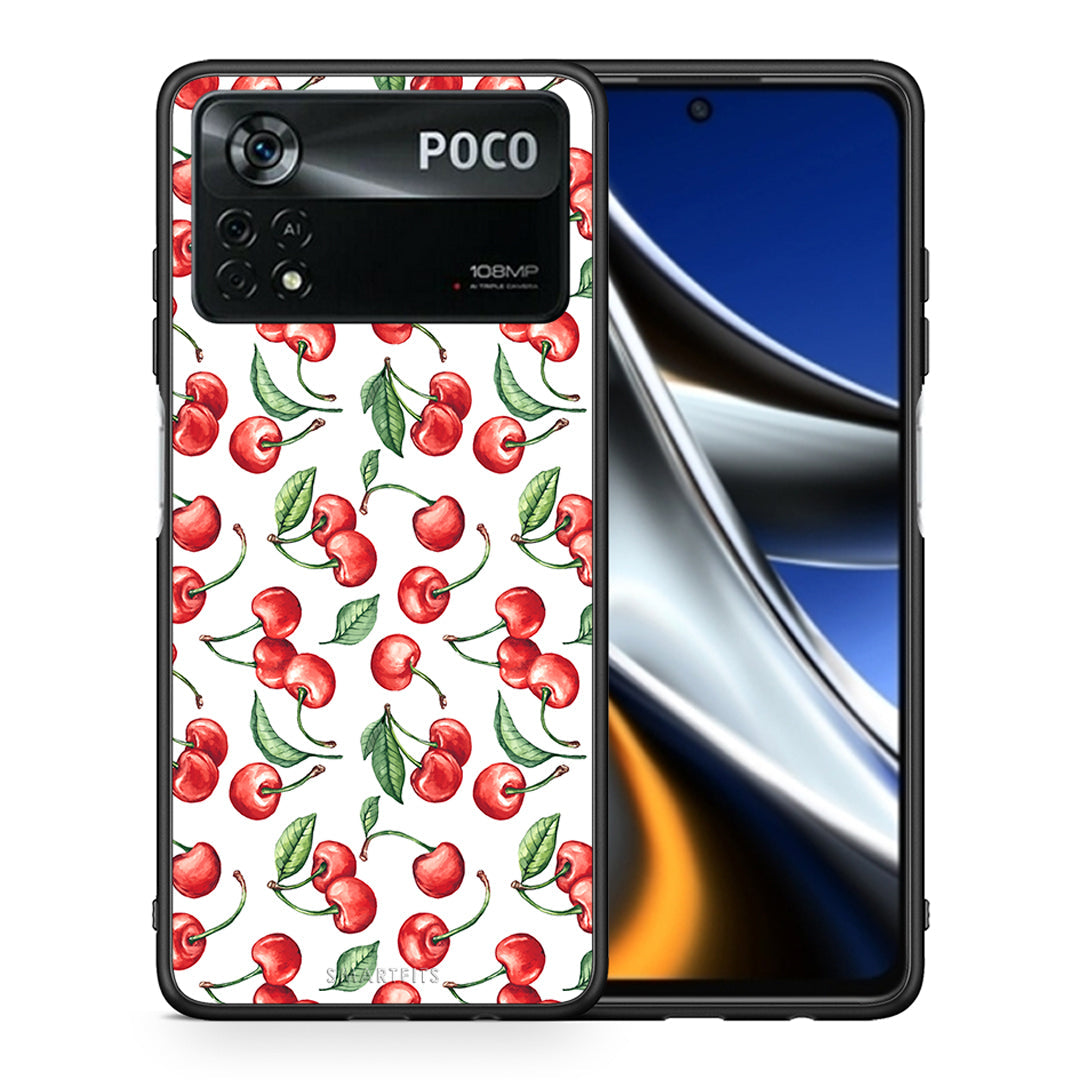 Θήκη Xiaomi Poco X4 Pro 5G Cherry Summer από τη Smartfits με σχέδιο στο πίσω μέρος και μαύρο περίβλημα | Xiaomi Poco X4 Pro 5G Cherry Summer case with colorful back and black bezels