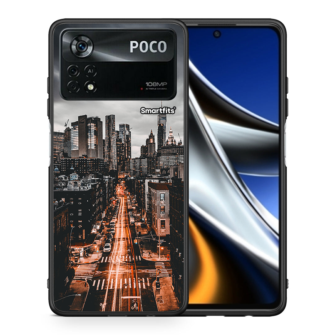 Θήκη Xiaomi Poco X4 Pro 5G City Lights από τη Smartfits με σχέδιο στο πίσω μέρος και μαύρο περίβλημα | Xiaomi Poco X4 Pro 5G City Lights case with colorful back and black bezels