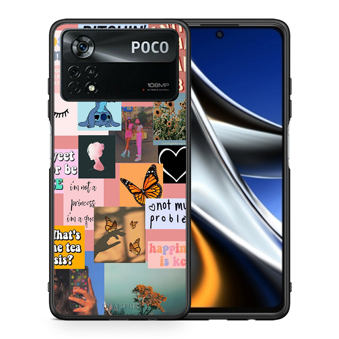 Θήκη Αγίου Βαλεντίνου Xiaomi Poco X4 Pro 5G Collage Bitchin από τη Smartfits με σχέδιο στο πίσω μέρος και μαύρο περίβλημα | Xiaomi Poco X4 Pro 5G Collage Bitchin case with colorful back and black bezels