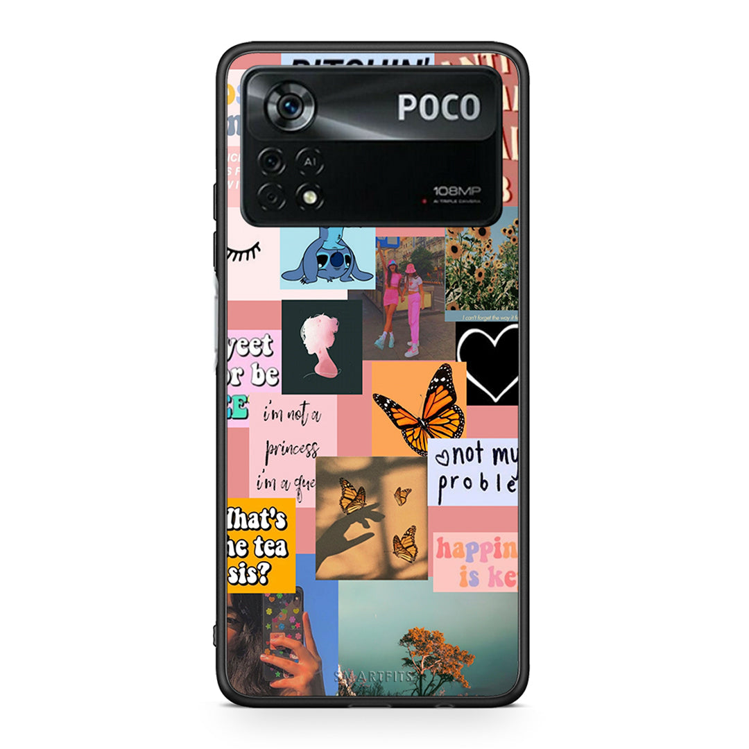 Xiaomi Poco X4 Pro 5G Collage Bitchin Θήκη Αγίου Βαλεντίνου από τη Smartfits με σχέδιο στο πίσω μέρος και μαύρο περίβλημα | Smartphone case with colorful back and black bezels by Smartfits