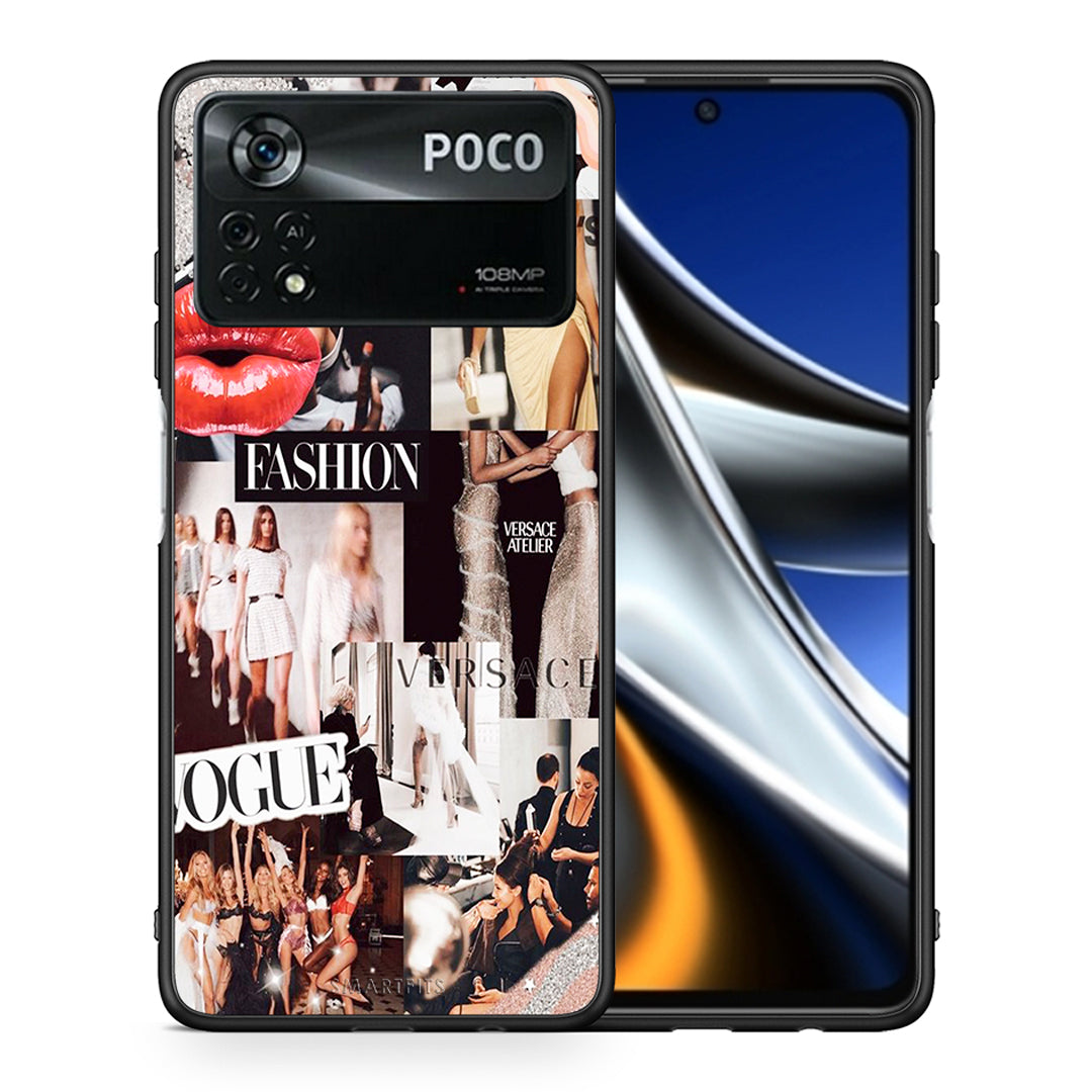 Θήκη Αγίου Βαλεντίνου Xiaomi Poco X4 Pro 5G Collage Fashion από τη Smartfits με σχέδιο στο πίσω μέρος και μαύρο περίβλημα | Xiaomi Poco X4 Pro 5G Collage Fashion case with colorful back and black bezels