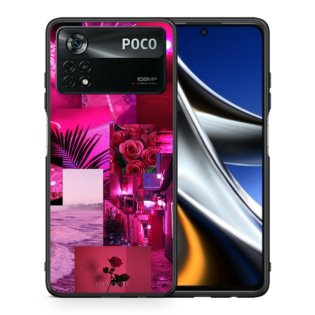 Θήκη Αγίου Βαλεντίνου Xiaomi Poco X4 Pro 5G Collage Red Roses από τη Smartfits με σχέδιο στο πίσω μέρος και μαύρο περίβλημα | Xiaomi Poco X4 Pro 5G Collage Red Roses case with colorful back and black bezels