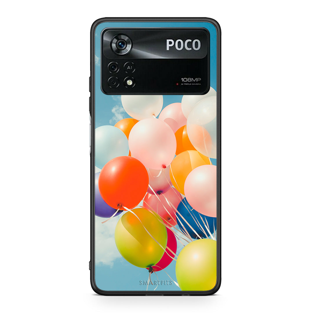 Xiaomi Poco X4 Pro 5G Colorful Balloons θήκη από τη Smartfits με σχέδιο στο πίσω μέρος και μαύρο περίβλημα | Smartphone case with colorful back and black bezels by Smartfits