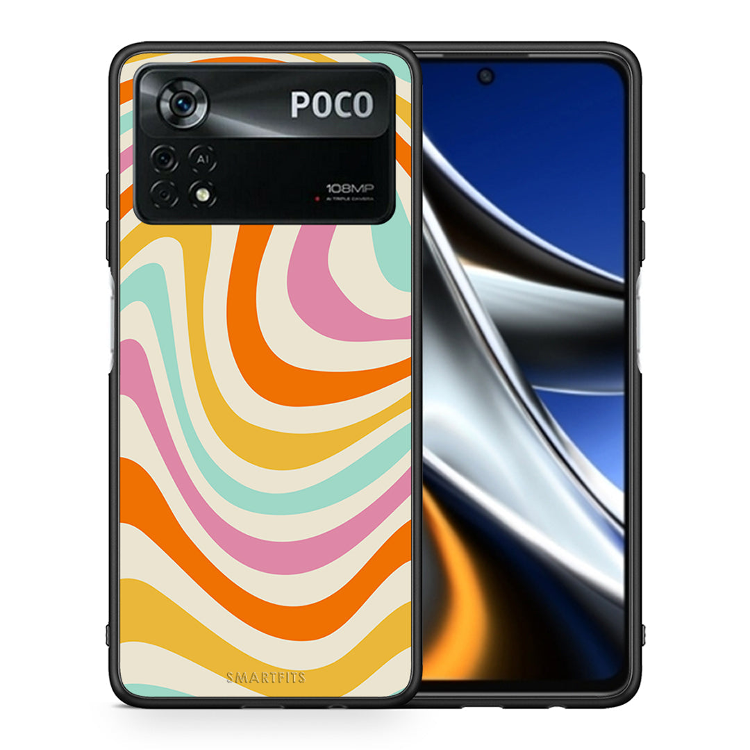 Θήκη Xiaomi Poco X4 Pro 5G Colourful Waves από τη Smartfits με σχέδιο στο πίσω μέρος και μαύρο περίβλημα | Xiaomi Poco X4 Pro 5G Colourful Waves case with colorful back and black bezels