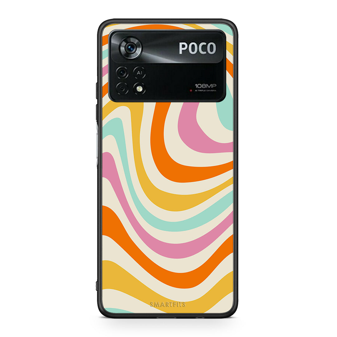 Xiaomi Poco X4 Pro 5G Colourful Waves θήκη από τη Smartfits με σχέδιο στο πίσω μέρος και μαύρο περίβλημα | Smartphone case with colorful back and black bezels by Smartfits