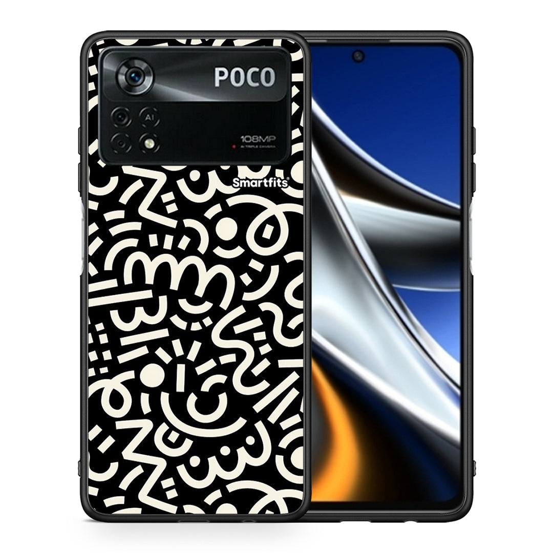 Θήκη Xiaomi Poco X4 Pro 5G Doodle Art από τη Smartfits με σχέδιο στο πίσω μέρος και μαύρο περίβλημα | Xiaomi Poco X4 Pro 5G Doodle Art case with colorful back and black bezels
