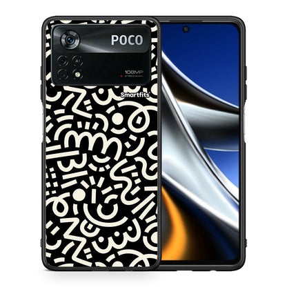 Θήκη Xiaomi Poco X4 Pro 5G Doodle Art από τη Smartfits με σχέδιο στο πίσω μέρος και μαύρο περίβλημα | Xiaomi Poco X4 Pro 5G Doodle Art case with colorful back and black bezels