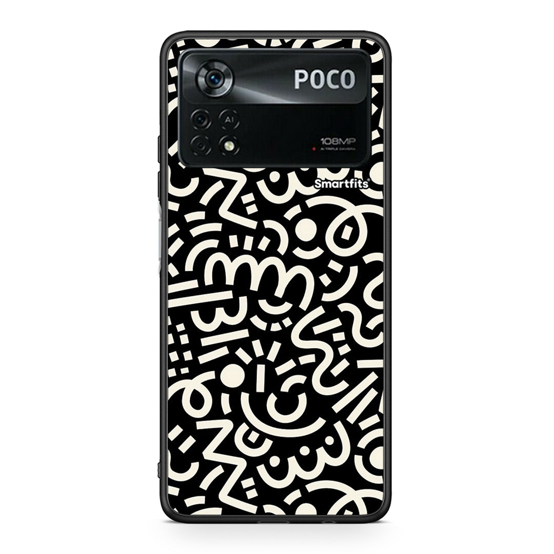 Xiaomi Poco X4 Pro 5G Doodle Art Θήκη από τη Smartfits με σχέδιο στο πίσω μέρος και μαύρο περίβλημα | Smartphone case with colorful back and black bezels by Smartfits