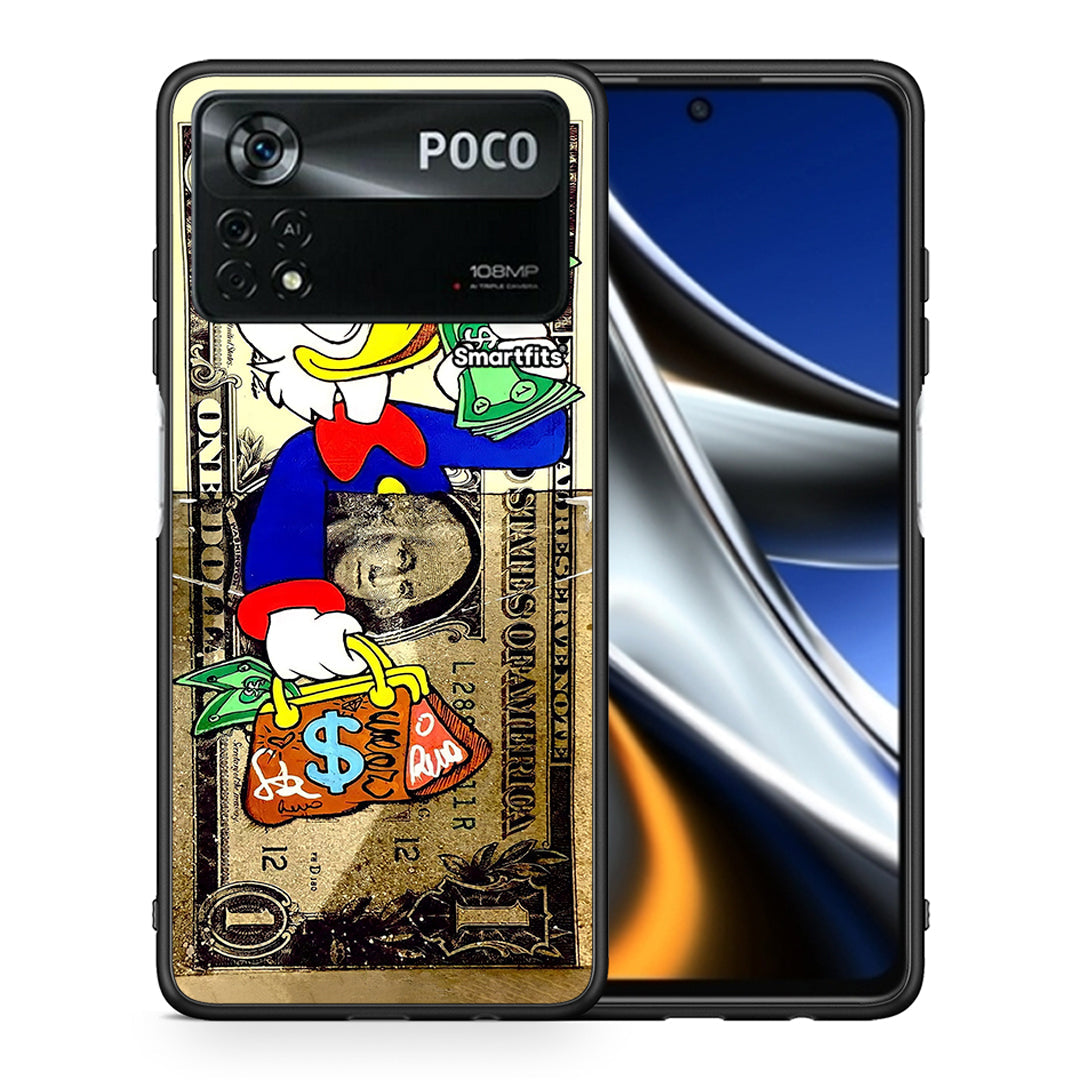 Θήκη Xiaomi Poco X4 Pro 5G Duck Money από τη Smartfits με σχέδιο στο πίσω μέρος και μαύρο περίβλημα | Xiaomi Poco X4 Pro 5G Duck Money case with colorful back and black bezels