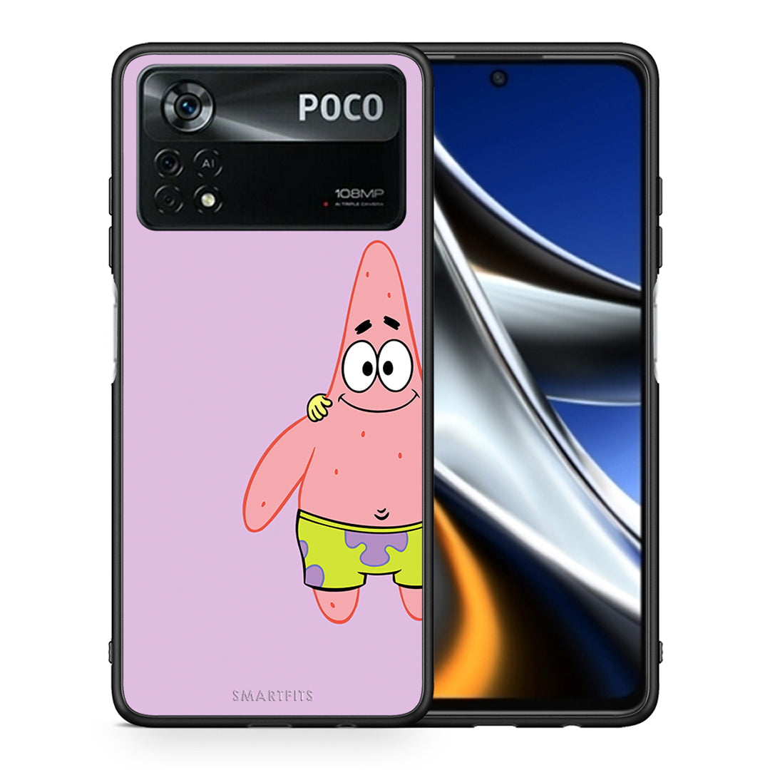 Θήκη Xiaomi Poco X4 Pro 5G Friends Patrick από τη Smartfits με σχέδιο στο πίσω μέρος και μαύρο περίβλημα | Xiaomi Poco X4 Pro 5G Friends Patrick case with colorful back and black bezels