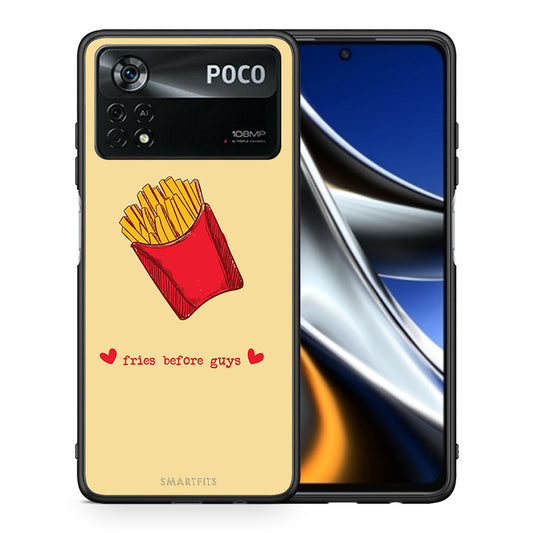 Θήκη Αγίου Βαλεντίνου Xiaomi Poco X4 Pro 5G Fries Before Guys από τη Smartfits με σχέδιο στο πίσω μέρος και μαύρο περίβλημα | Xiaomi Poco X4 Pro 5G Fries Before Guys case with colorful back and black bezels