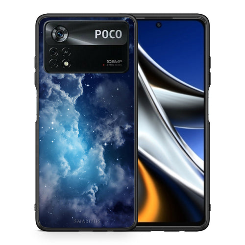 Θήκη Xiaomi Poco X4 Pro 5G Blue Sky Galaxy από τη Smartfits με σχέδιο στο πίσω μέρος και μαύρο περίβλημα | Xiaomi Poco X4 Pro 5G Blue Sky Galaxy case with colorful back and black bezels