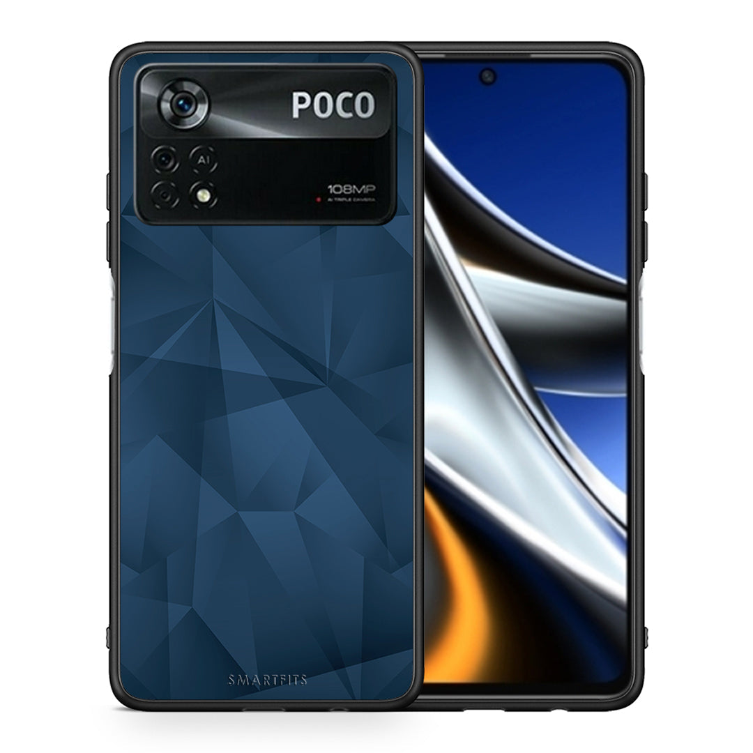 Θήκη Xiaomi Poco X4 Pro 5G Blue Abstract Geometric από τη Smartfits με σχέδιο στο πίσω μέρος και μαύρο περίβλημα | Xiaomi Poco X4 Pro 5G Blue Abstract Geometric case with colorful back and black bezels