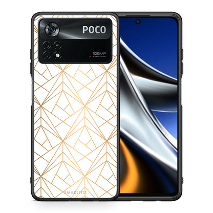 Θήκη Xiaomi Poco X4 Pro 5G Luxury White Geometric από τη Smartfits με σχέδιο στο πίσω μέρος και μαύρο περίβλημα | Xiaomi Poco X4 Pro 5G Luxury White Geometric case with colorful back and black bezels