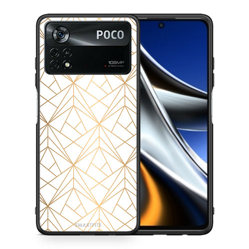 Θήκη Xiaomi Poco X4 Pro 5G Luxury White Geometric από τη Smartfits με σχέδιο στο πίσω μέρος και μαύρο περίβλημα | Xiaomi Poco X4 Pro 5G Luxury White Geometric case with colorful back and black bezels
