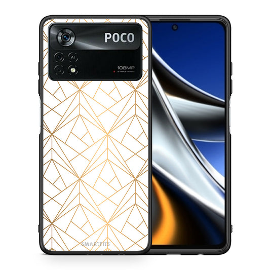 Θήκη Xiaomi Poco X4 Pro 5G Luxury White Geometric από τη Smartfits με σχέδιο στο πίσω μέρος και μαύρο περίβλημα | Xiaomi Poco X4 Pro 5G Luxury White Geometric case with colorful back and black bezels