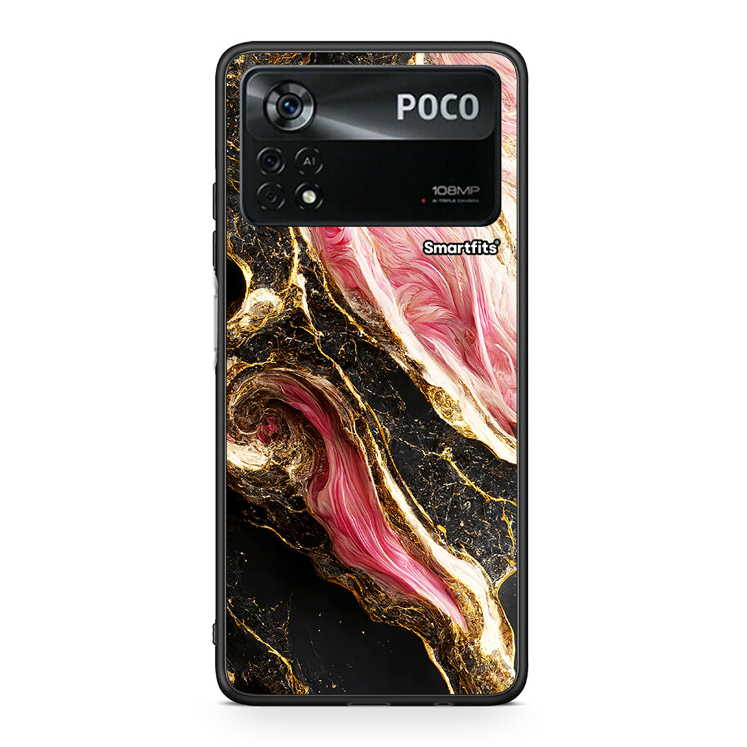 Xiaomi Poco X4 Pro 5G Glamorous Pink Marble θήκη από τη Smartfits με σχέδιο στο πίσω μέρος και μαύρο περίβλημα | Smartphone case with colorful back and black bezels by Smartfits