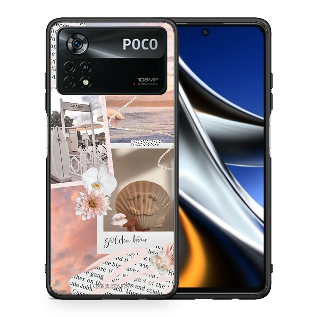 Θήκη Αγίου Βαλεντίνου Xiaomi Poco X4 Pro 5G Golden Hour από τη Smartfits με σχέδιο στο πίσω μέρος και μαύρο περίβλημα | Xiaomi Poco X4 Pro 5G Golden Hour case with colorful back and black bezels