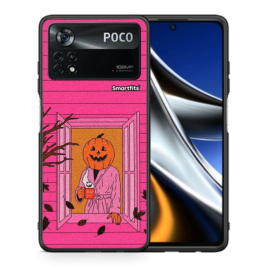 Θήκη Xiaomi Poco X4 Pro 5G Halloween Pumpkin Lady από τη Smartfits με σχέδιο στο πίσω μέρος και μαύρο περίβλημα | Xiaomi Poco X4 Pro 5G Halloween Pumpkin Lady case with colorful back and black bezels