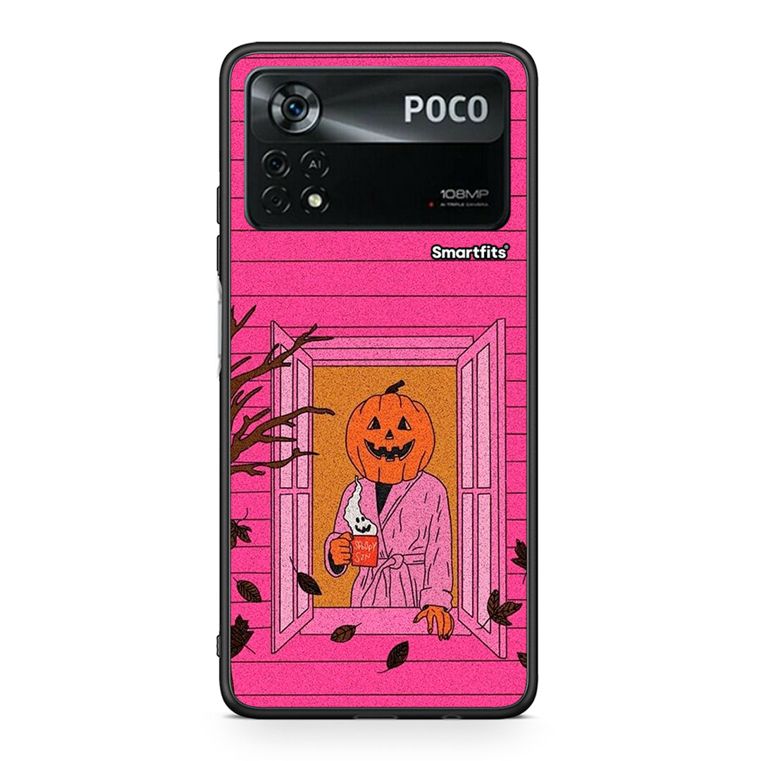Xiaomi Poco X4 Pro 5G Halloween Pumpkin Lady Θήκη από τη Smartfits με σχέδιο στο πίσω μέρος και μαύρο περίβλημα | Smartphone case with colorful back and black bezels by Smartfits