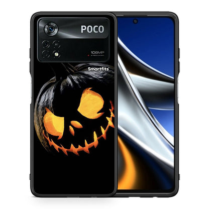 Θήκη Xiaomi Poco X4 Pro 5G Halloween Scary Pumpkin από τη Smartfits με σχέδιο στο πίσω μέρος και μαύρο περίβλημα | Xiaomi Poco X4 Pro 5G Halloween Scary Pumpkin case with colorful back and black bezels