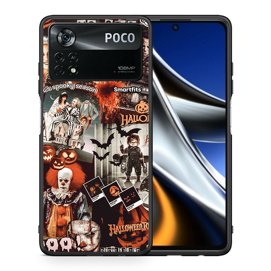 Θήκη Xiaomi Poco X4 Pro 5G Halloween Spooky Season από τη Smartfits με σχέδιο στο πίσω μέρος και μαύρο περίβλημα | Xiaomi Poco X4 Pro 5G Halloween Spooky Season case with colorful back and black bezels