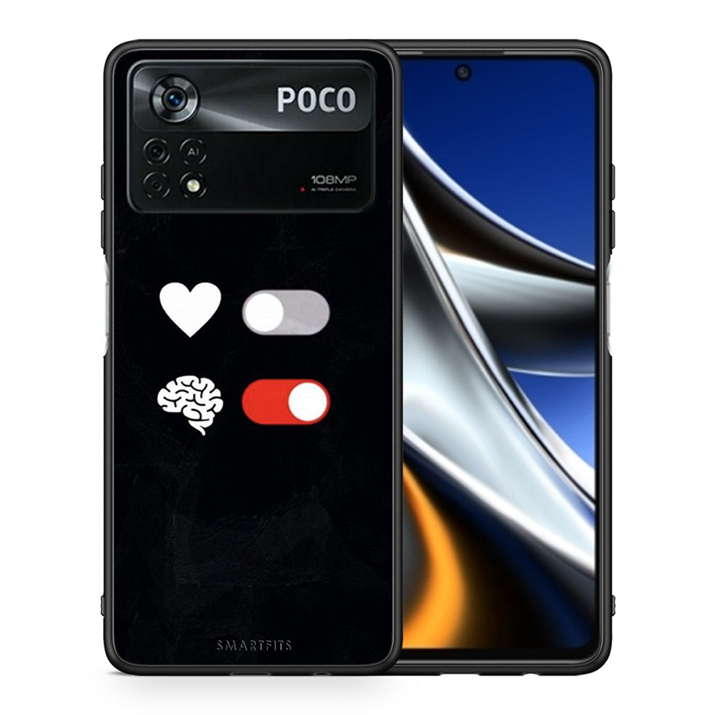 Θήκη Αγίου Βαλεντίνου Xiaomi Poco X4 Pro 5G Heart Vs Brain από τη Smartfits με σχέδιο στο πίσω μέρος και μαύρο περίβλημα | Xiaomi Poco X4 Pro 5G Heart Vs Brain case with colorful back and black bezels
