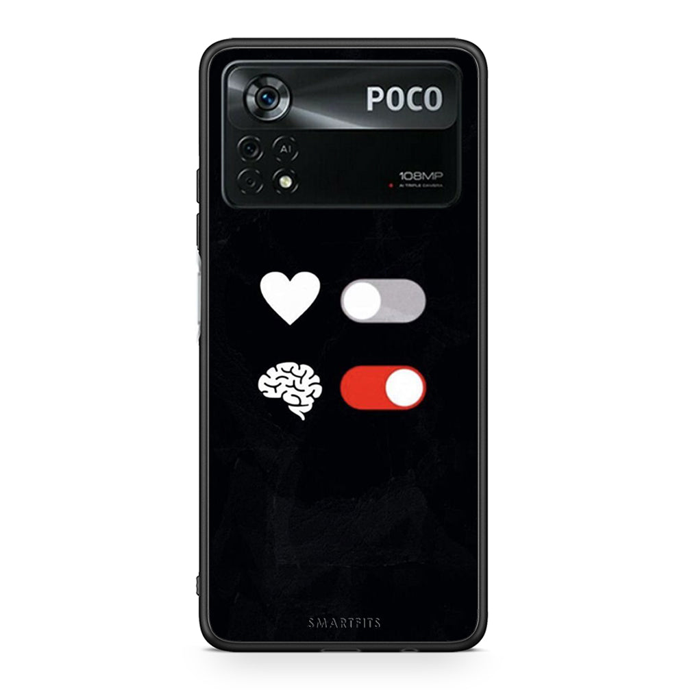 Xiaomi Poco X4 Pro 5G Heart Vs Brain Θήκη Αγίου Βαλεντίνου από τη Smartfits με σχέδιο στο πίσω μέρος και μαύρο περίβλημα | Smartphone case with colorful back and black bezels by Smartfits