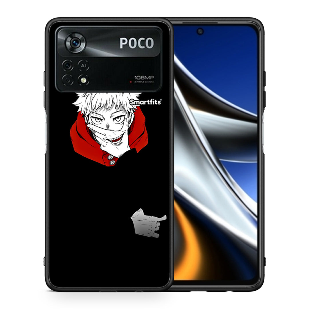 Θήκη Xiaomi Poco X4 Pro 5G Itadori Anime από τη Smartfits με σχέδιο στο πίσω μέρος και μαύρο περίβλημα | Xiaomi Poco X4 Pro 5G Itadori Anime case with colorful back and black bezels
