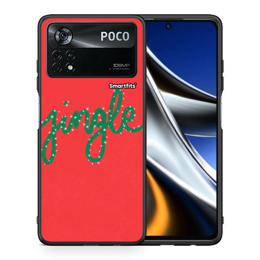 Θήκη Xiaomi Poco X4 Pro 5G Jingle Xmas από τη Smartfits με σχέδιο στο πίσω μέρος και μαύρο περίβλημα | Xiaomi Poco X4 Pro 5G Jingle Xmas case with colorful back and black bezels