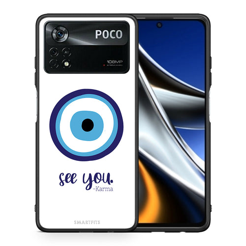 Θήκη Xiaomi Poco X4 Pro 5G Karma Says από τη Smartfits με σχέδιο στο πίσω μέρος και μαύρο περίβλημα | Xiaomi Poco X4 Pro 5G Karma Says case with colorful back and black bezels