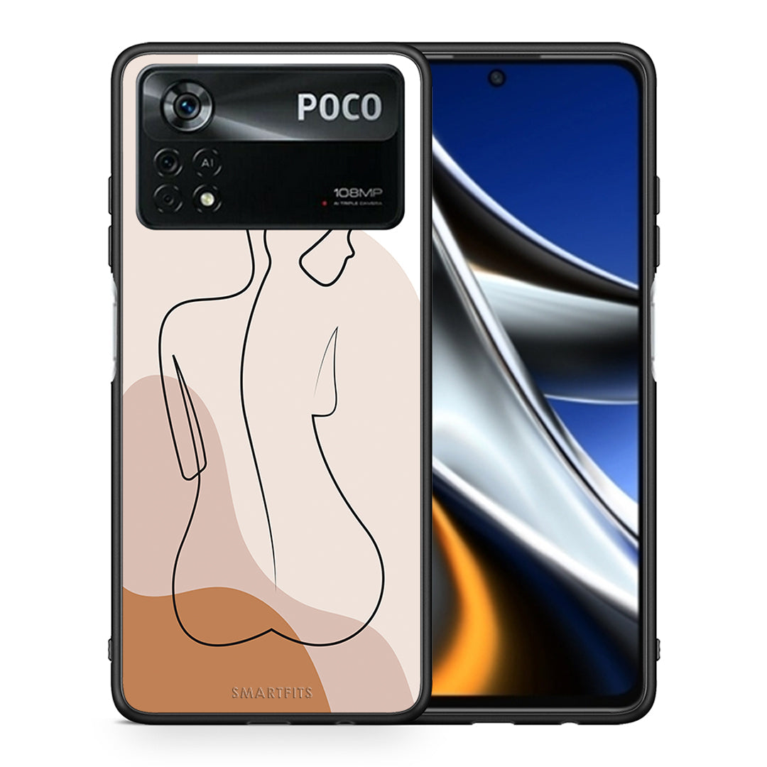 Θήκη Xiaomi Poco X4 Pro 5G LineArt Woman από τη Smartfits με σχέδιο στο πίσω μέρος και μαύρο περίβλημα | Xiaomi Poco X4 Pro 5G LineArt Woman case with colorful back and black bezels