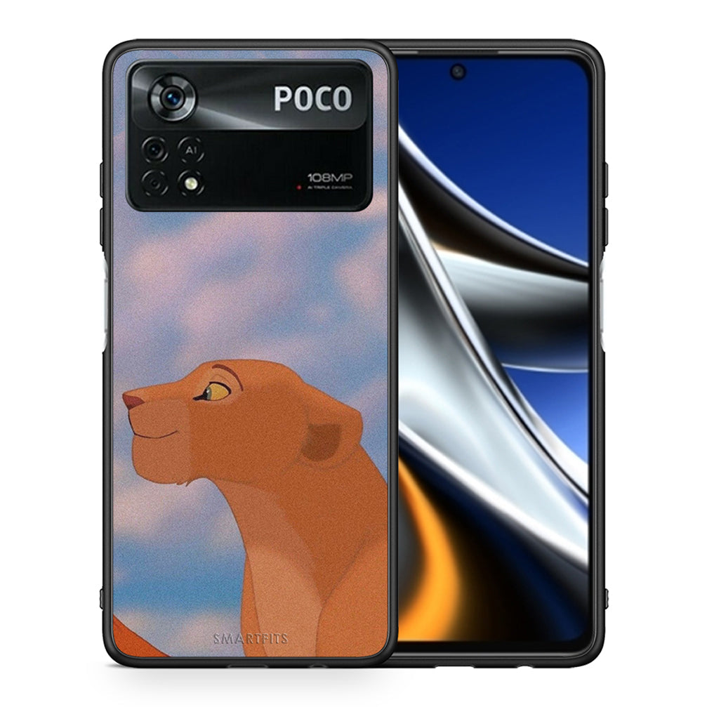 Θήκη Αγίου Βαλεντίνου Xiaomi Poco X4 Pro 5G Lion Love 2 από τη Smartfits με σχέδιο στο πίσω μέρος και μαύρο περίβλημα | Xiaomi Poco X4 Pro 5G Lion Love 2 case with colorful back and black bezels