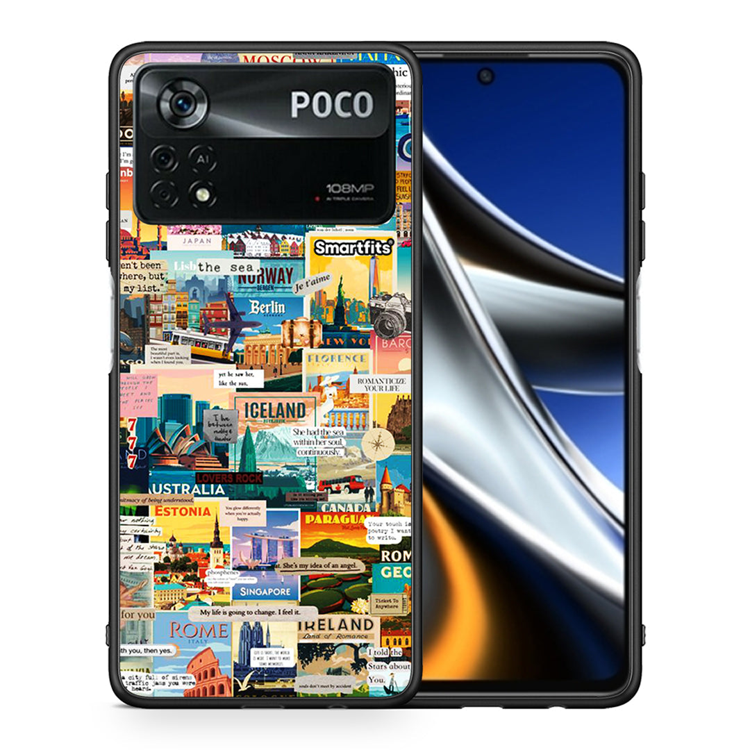 Θήκη Xiaomi Poco X4 Pro 5G Live To Travel από τη Smartfits με σχέδιο στο πίσω μέρος και μαύρο περίβλημα | Xiaomi Poco X4 Pro 5G Live To Travel case with colorful back and black bezels