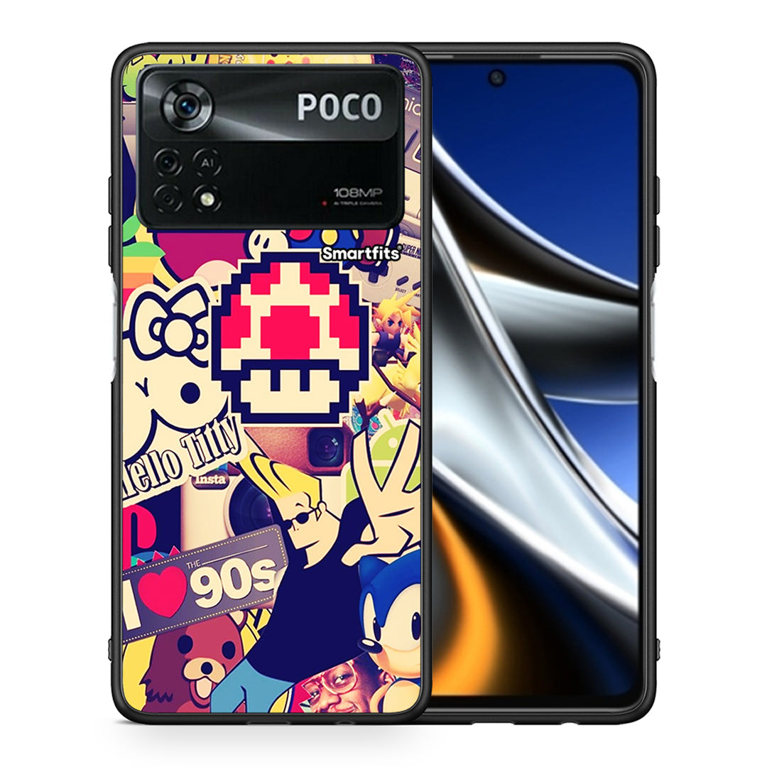 Θήκη Xiaomi Poco X4 Pro 5G Love The 90s από τη Smartfits με σχέδιο στο πίσω μέρος και μαύρο περίβλημα | Xiaomi Poco X4 Pro 5G Love The 90s case with colorful back and black bezels