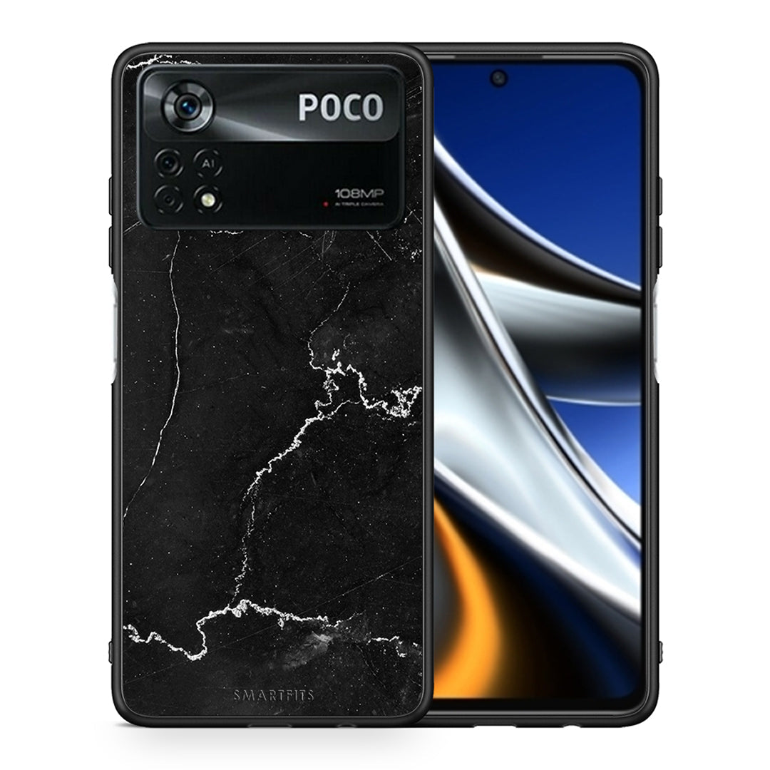 Θήκη Xiaomi Poco X4 Pro 5G Marble Black από τη Smartfits με σχέδιο στο πίσω μέρος και μαύρο περίβλημα | Xiaomi Poco X4 Pro 5G Marble Black case with colorful back and black bezels