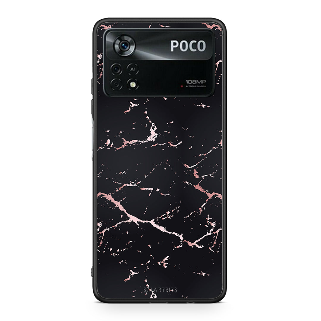4 - Xiaomi Poco X4 Pro 5G Black Rosegold Marble case, cover, bumper