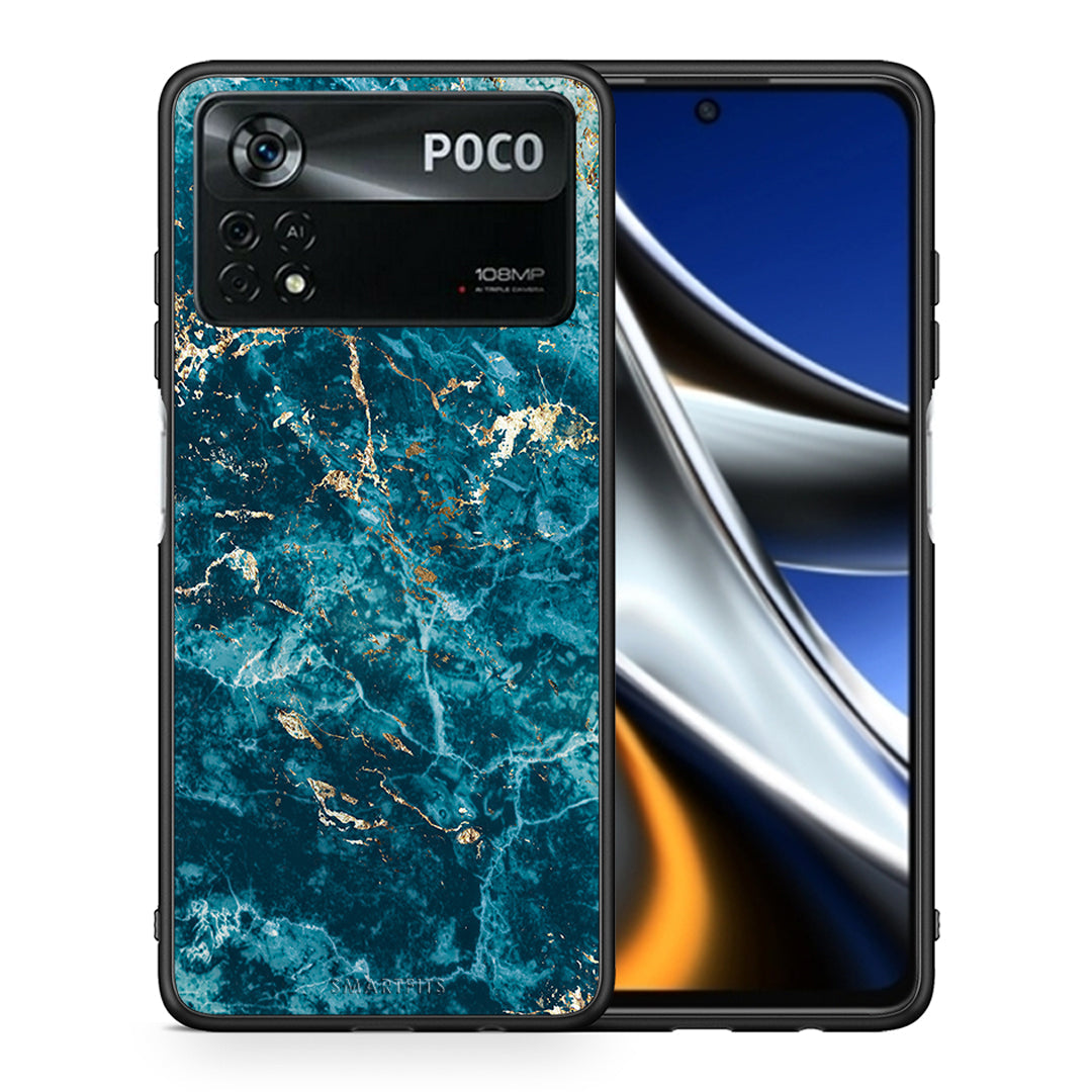 Θήκη Xiaomi Poco X4 Pro 5G Marble Blue από τη Smartfits με σχέδιο στο πίσω μέρος και μαύρο περίβλημα | Xiaomi Poco X4 Pro 5G Marble Blue case with colorful back and black bezels